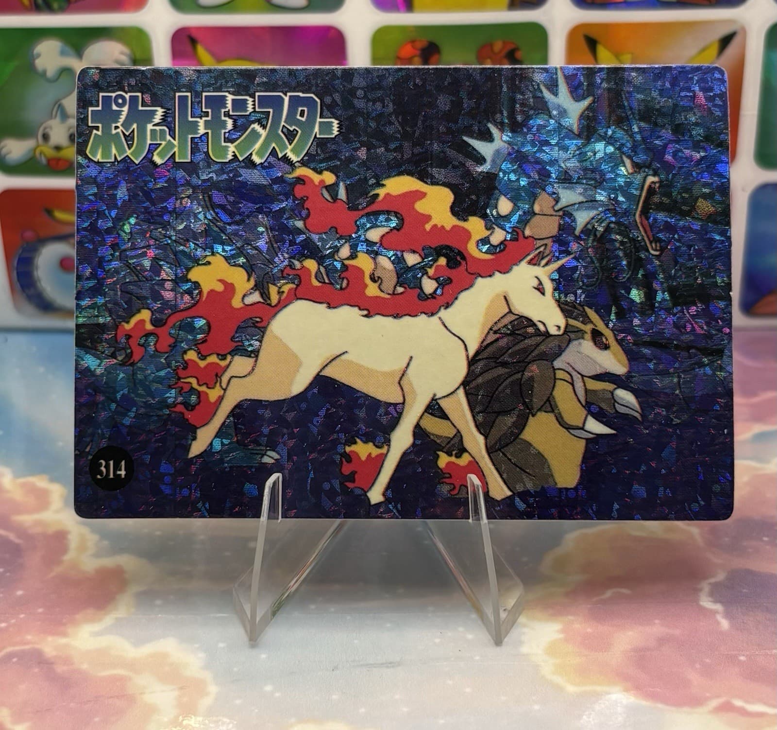 Listing photo for Pokemon Rapidash Vintage Pocket Monsters Vending HOLO Prism Sticker 1998 Anime