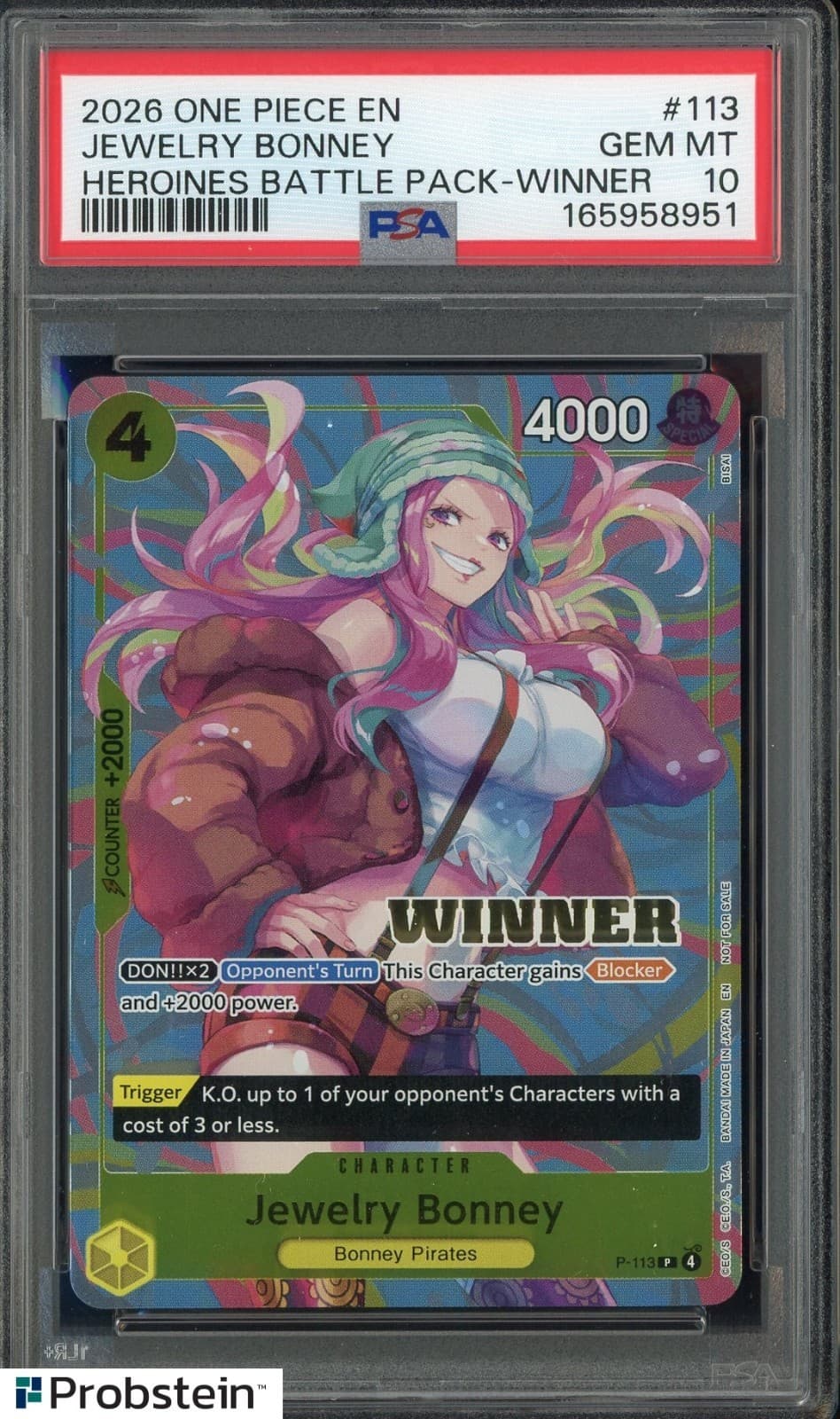 Listing photo for 2026 One Piece EN Heroines Battle Pack Winner #113 Jewelry Bonney PSA 10