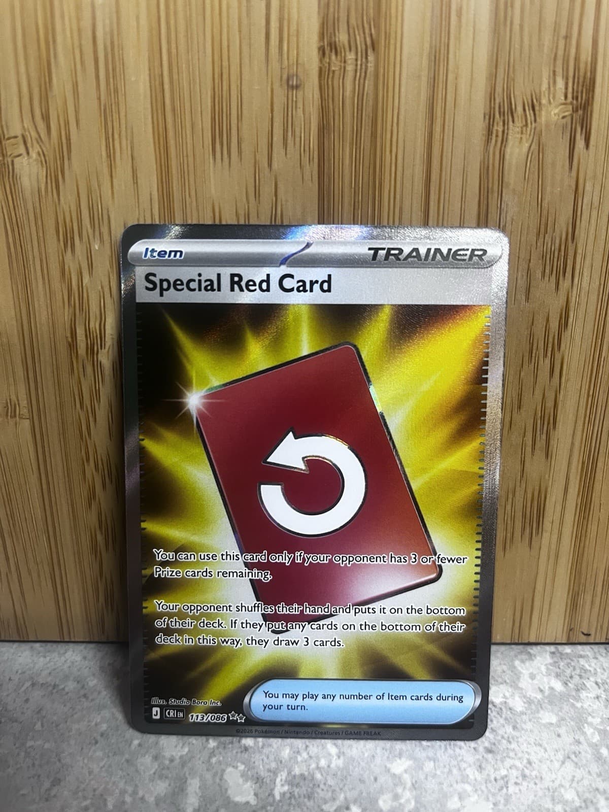 Listing photo for Pokémon TCG Special Red Card Trainer Collection Chaos Rising 113/086 NM