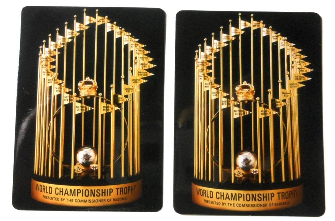 Listing photo for (2) 1989 MOTHER'S COOKIES DODGERS BASEBALL CARDS WORLD CHAMPIONSHIP TROPHY #28
