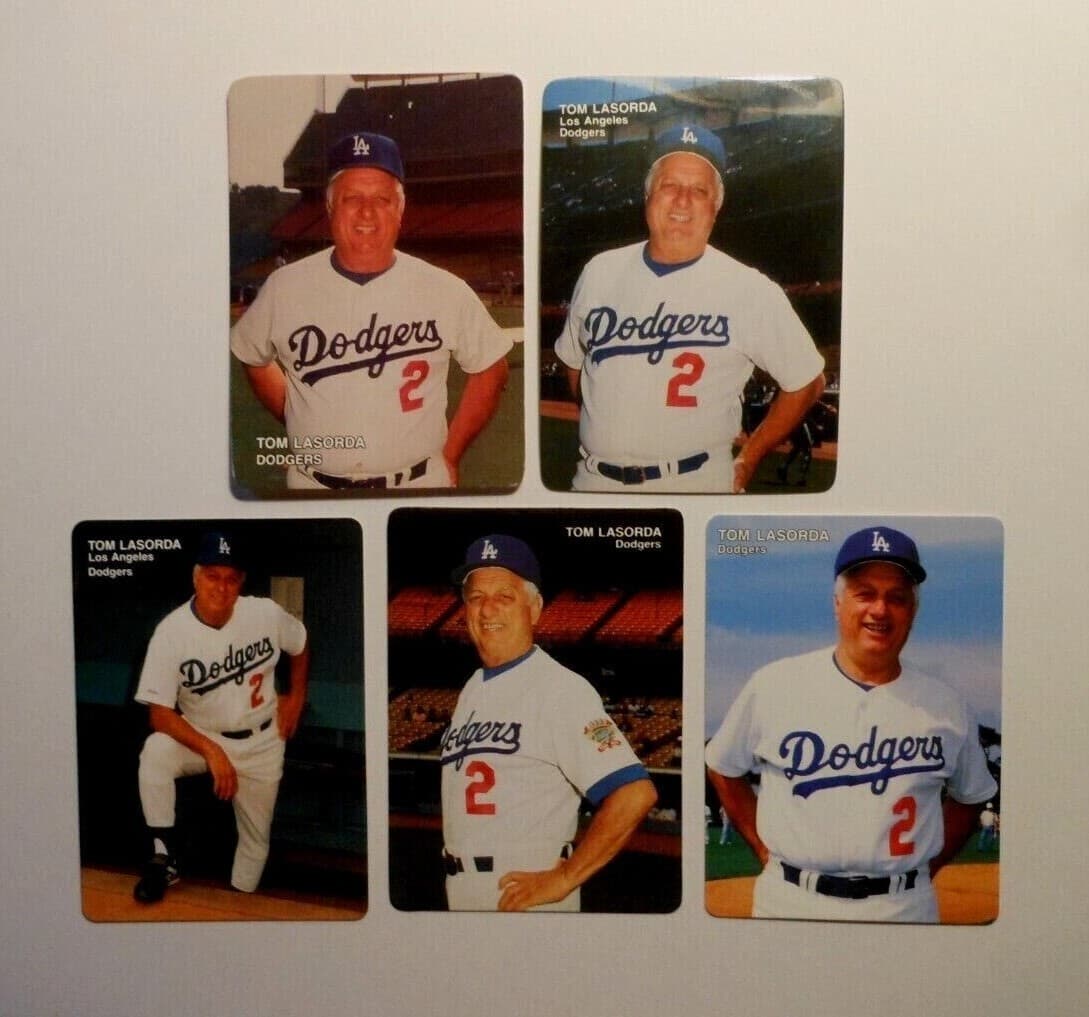 Listing photo for 5 MOTHER'S COOKIES L A DODGERS BASEBALL CARDS TOM LASORDA '87 '88 '89 '90 '92