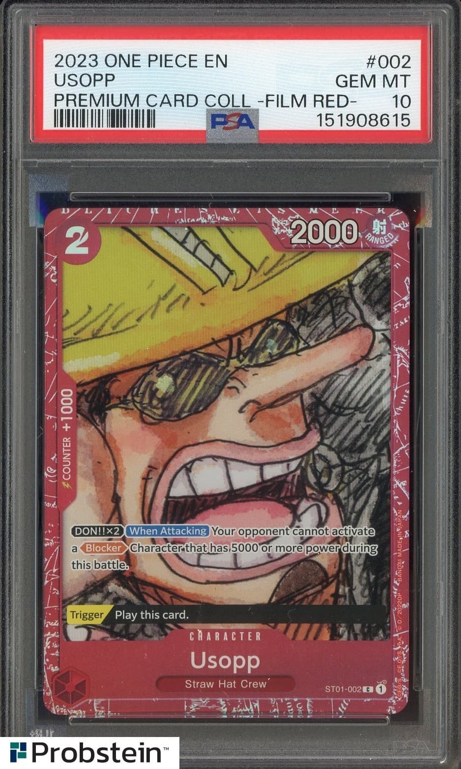 Listing photo for 2023 One Piece En Premium Card Coll Film Red Usopp PSA 10 GEM MINT