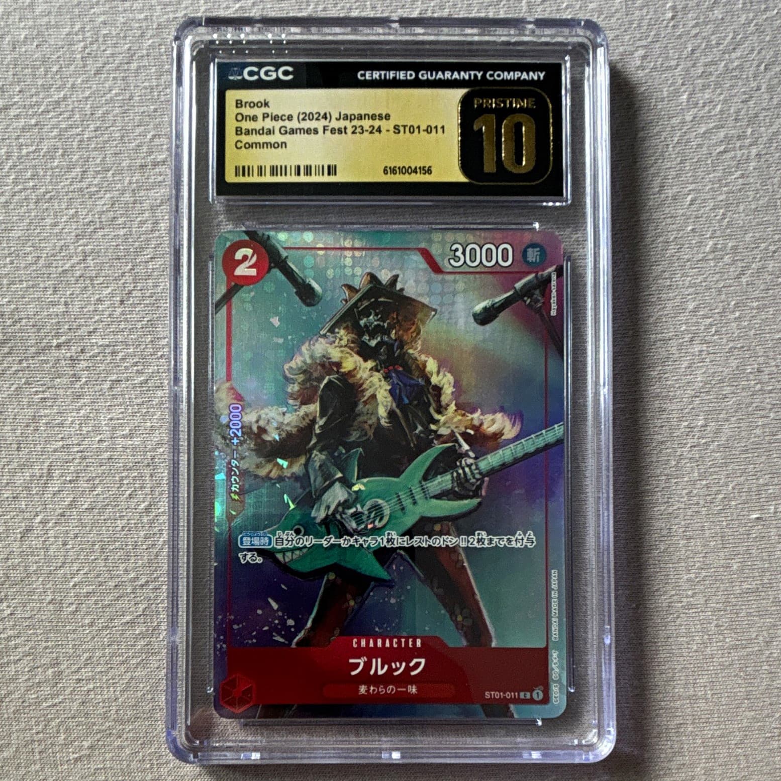 Listing photo for Bandai One Piece Card Game Brook ST01-011 Holo Games Fest 23-24 JP 2024 CGC 10