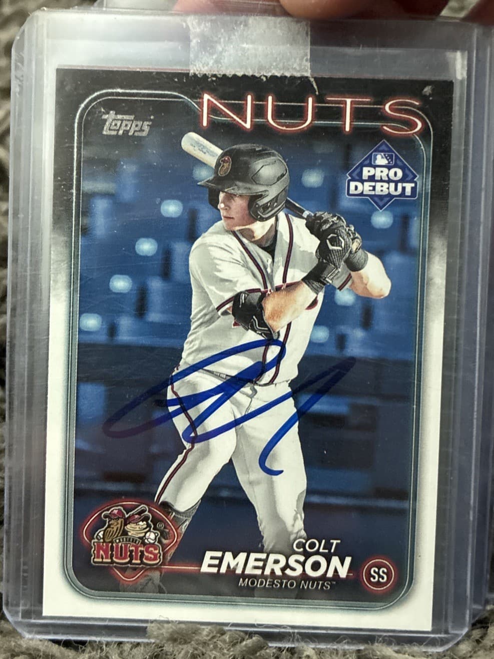 Listing photo for Colt Emerson 2024 Topps Pro Debut #PD-168 Signed Modesto Nuts Card MLB