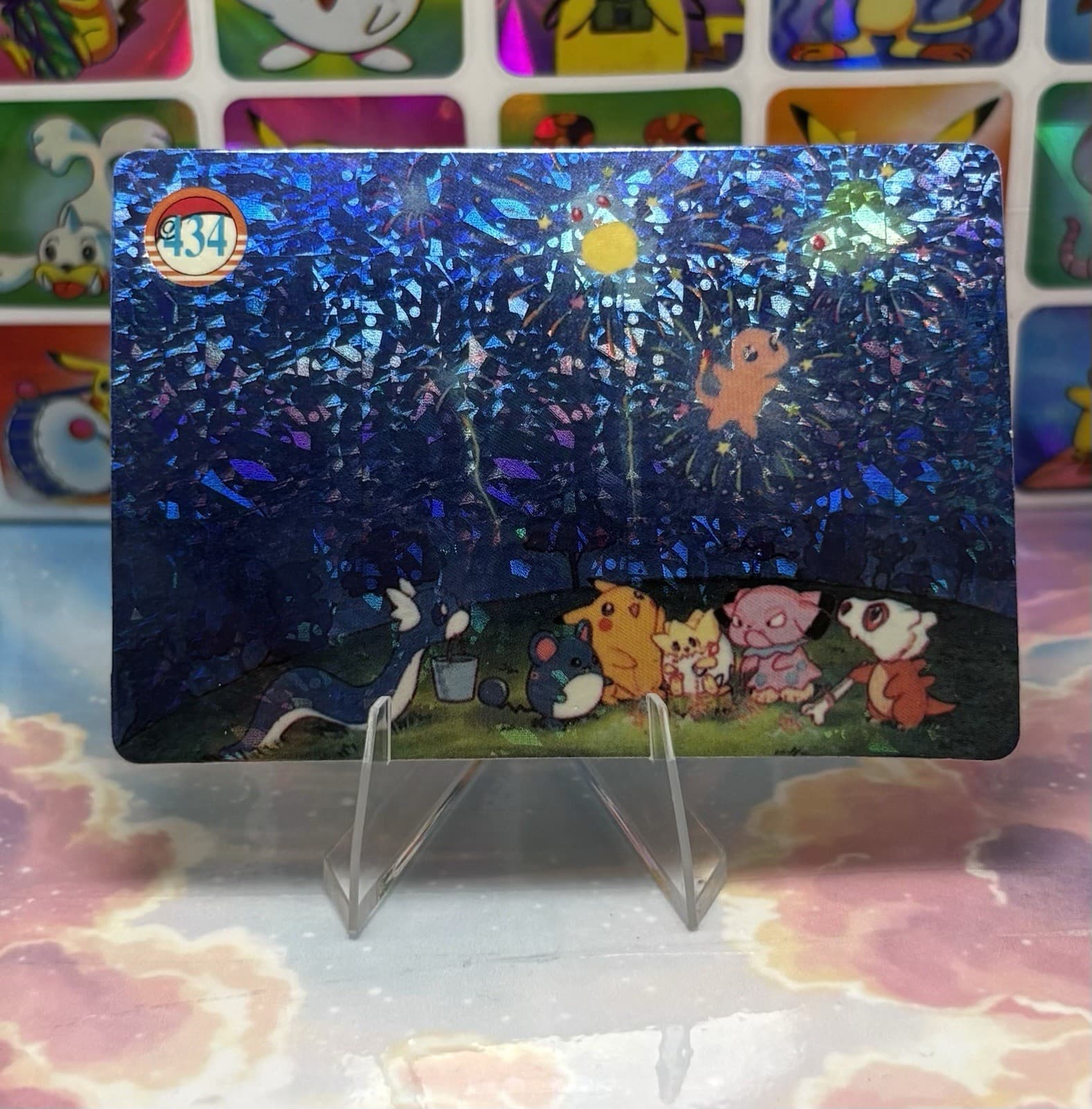 Listing photo for Pokemon Mew Anime Vintage Pocket Monsters Vending HOLO Prism Sticker 1998