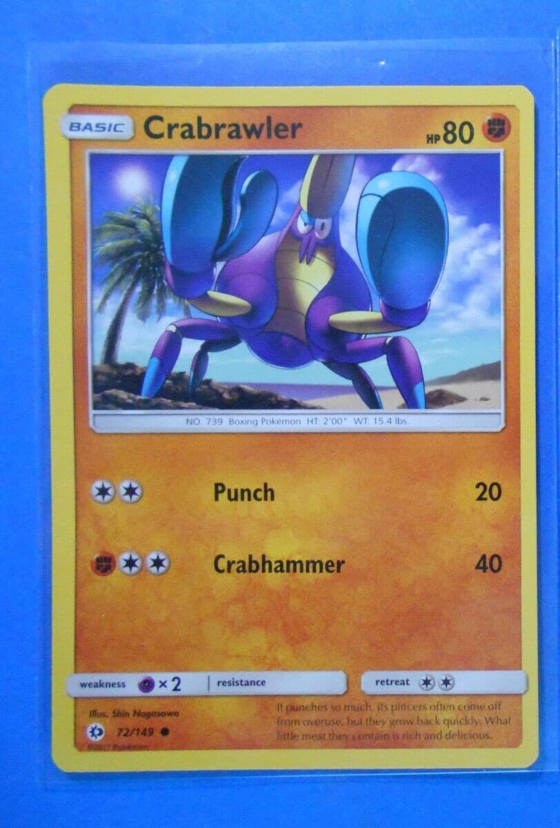 Listing photo for Crabrawler 72/149 & 2x Morelull 16/149 Pokemon card Sun & Moon common NM