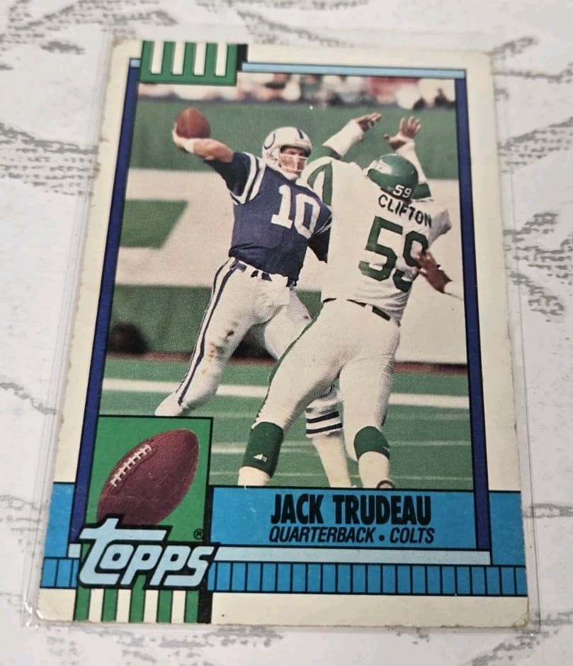 Listing photo for 1990 Topps NFL Football Card Jack Trudeau #303 Indianapolis Colts