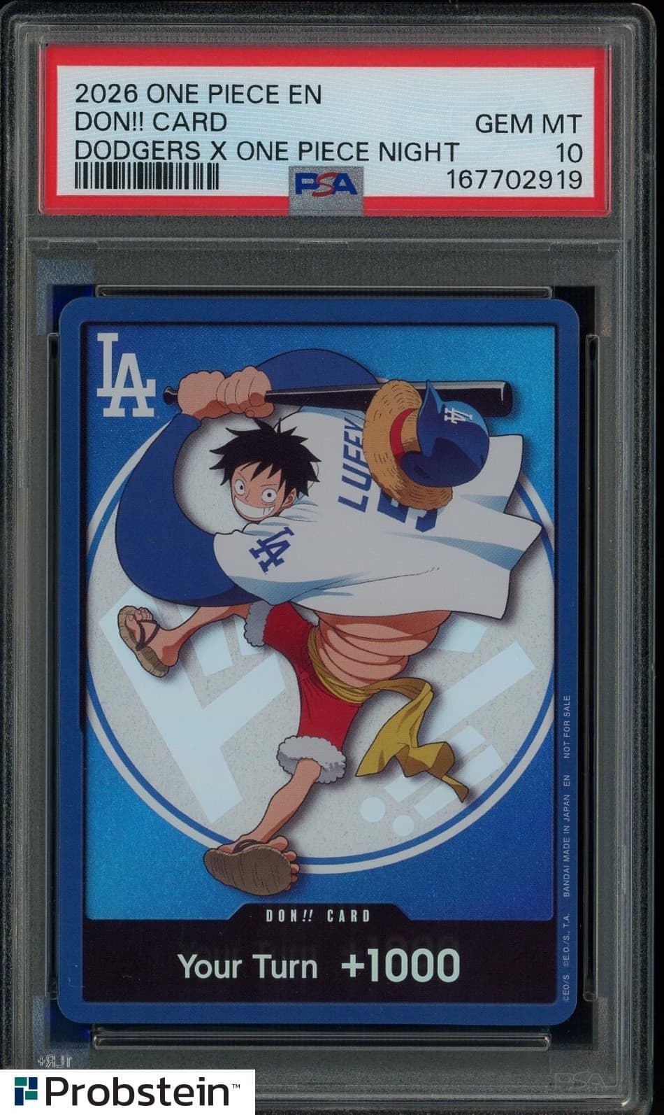 Listing photo for 2026 DODGERS x ONE PIECE NIGHT MONKEY D LUFFY DON!! CARD PROMO PSA 10 GEM MINT