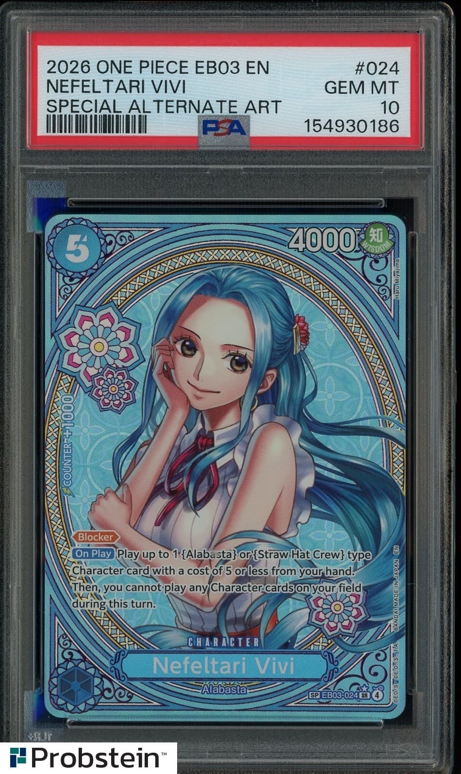 Listing photo for 2026 One Piece EB03 Heroines Ed Special Alt Art EN #024 Nefeltari Vivi PSA 10