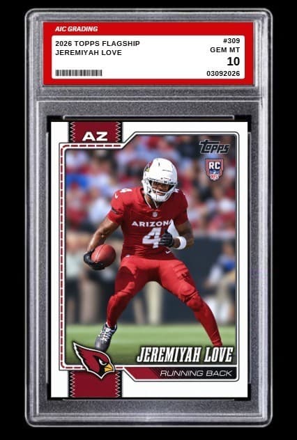 Listing photo for 2026 TOPPS Flagship Jeremiyah Love NFL Draft Rookie Card #309 Graded 10