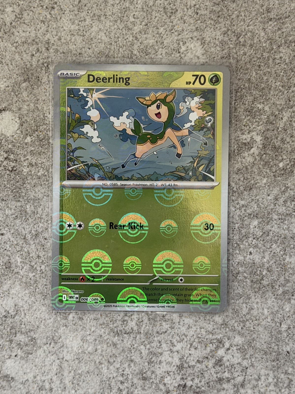Listing photo for Deerling - 006/086 White Flare Poke Ball Holo Pokemon Card - Pokeball