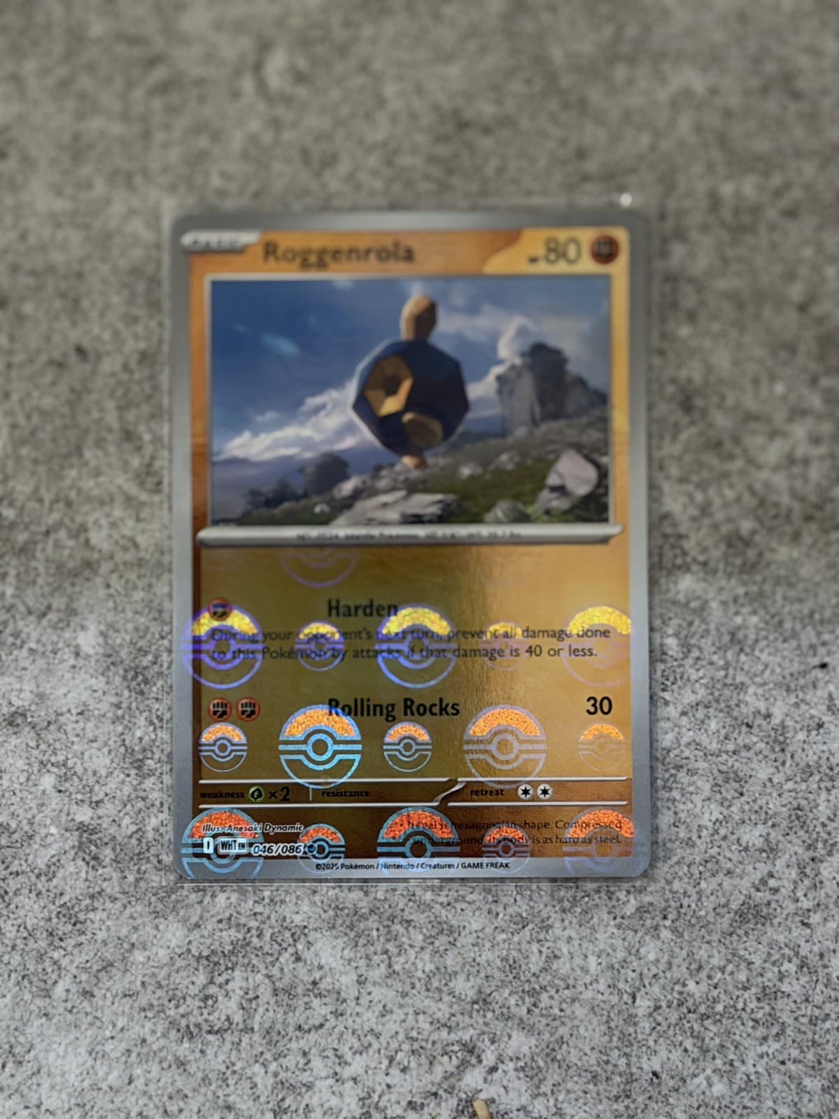 Listing photo for Roggenrola - 046/086 - Pokeball Holo - White Flare - Pokemon Card - NM/M