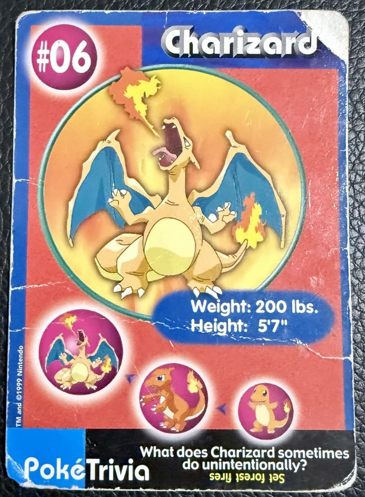 Listing photo for Charizard #6 VTG Pokemon Burger King PokeTrivia Movie Card 1999 Perforated