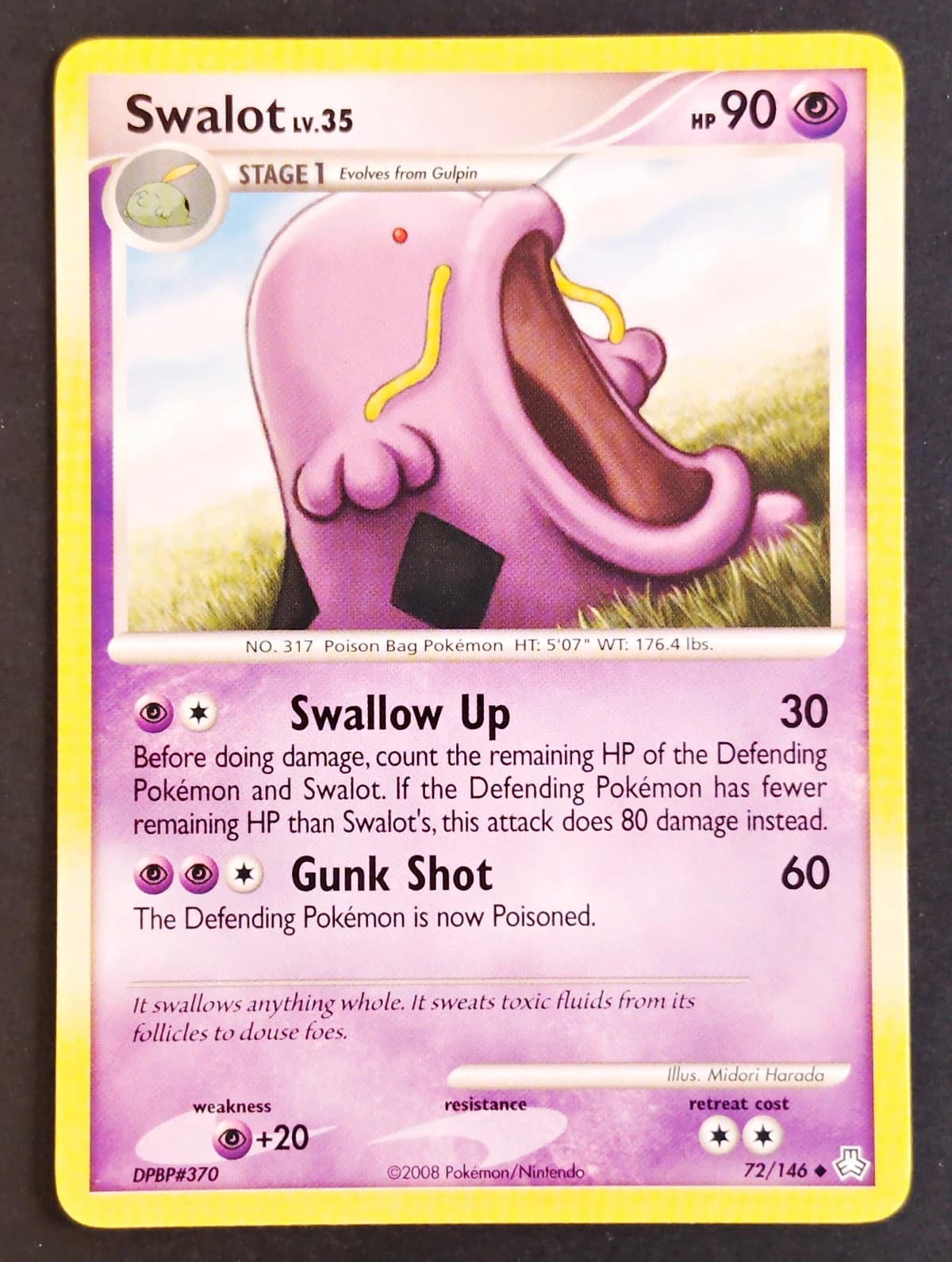 Listing photo for Swalot 72/146 Legends Awakened Uncommon, Vintage ✰ Pokemon 2008 •NM/LP
