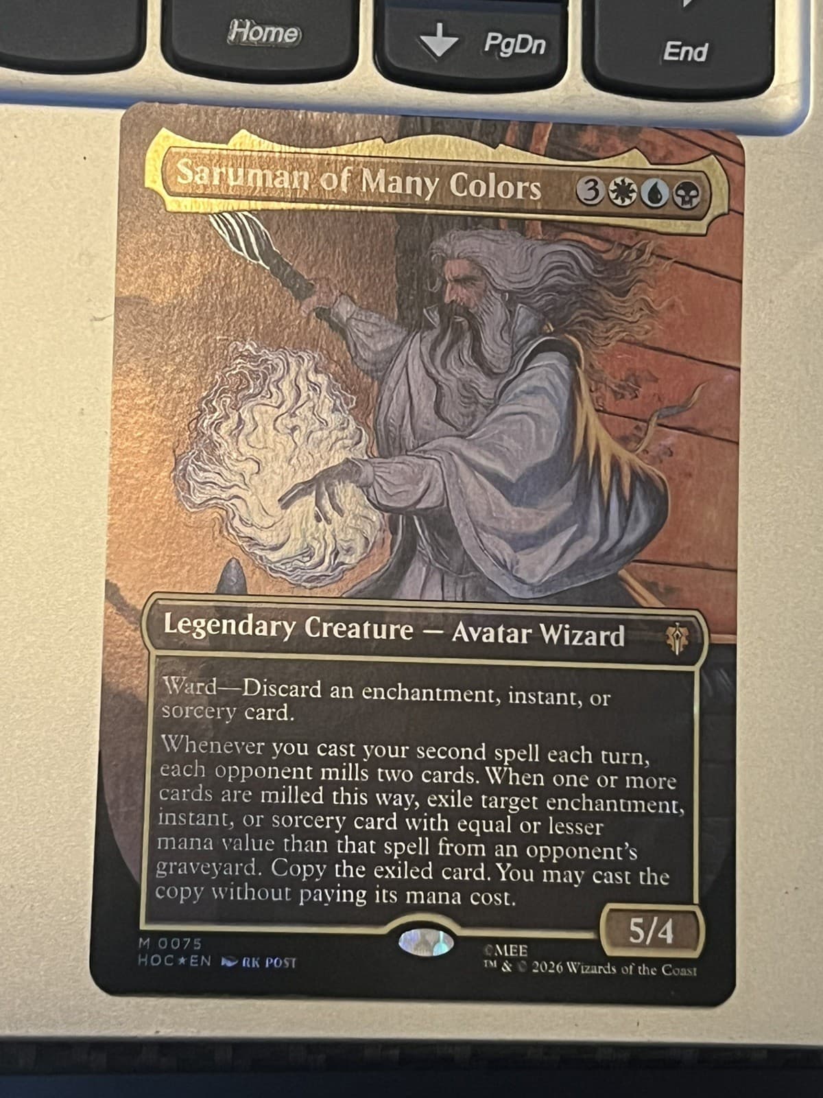 Listing photo for Hobbit MTG Saruman of Many Colors Borderless Surge Foil Card HOC 75