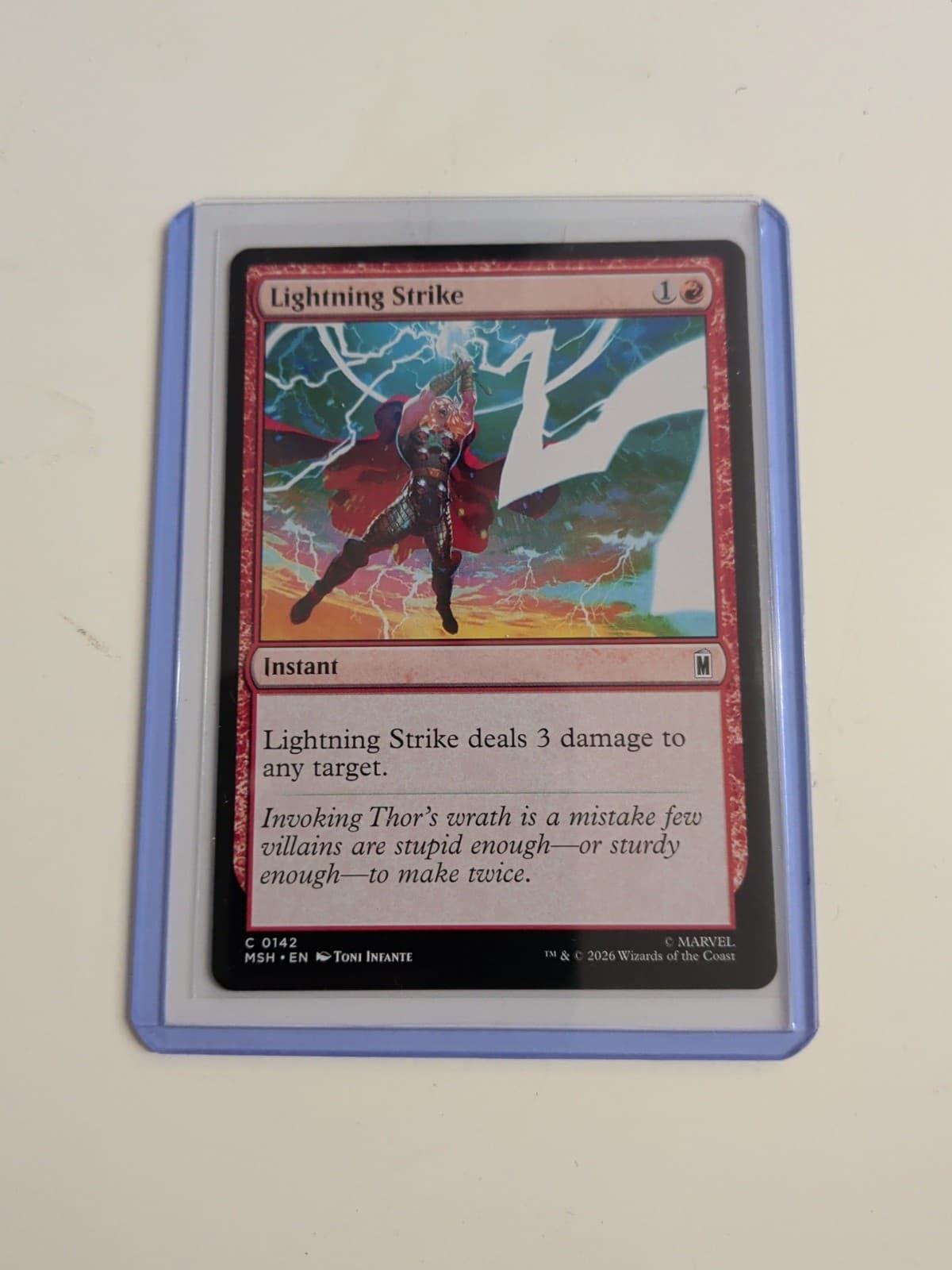 Listing photo for MARVEL MTG Magic The Gathering Card Lightning Strike 142 Super Heroes THOR CCG
