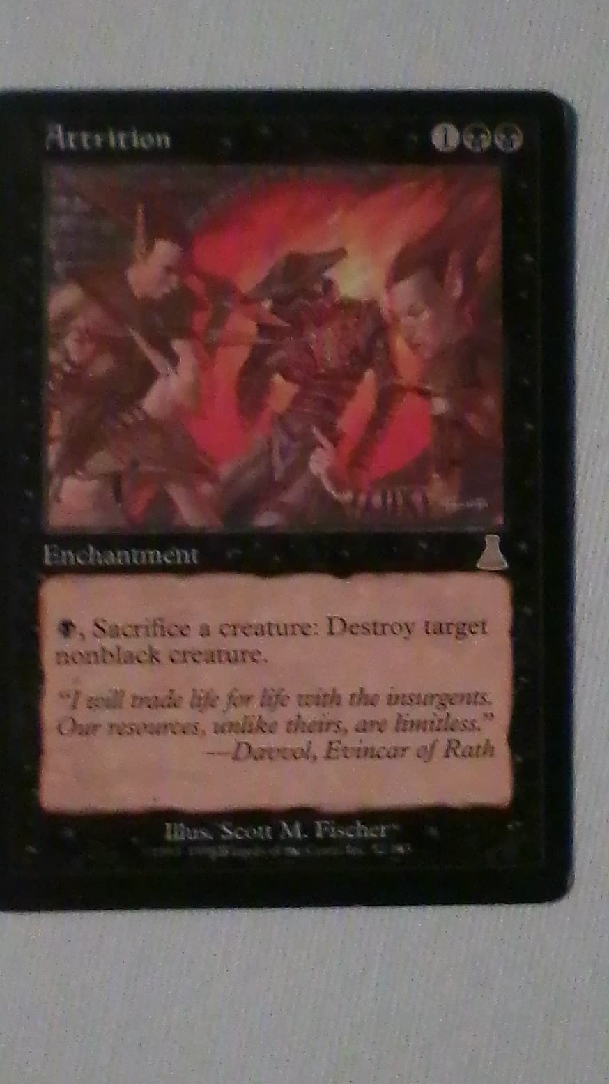 Listing photo for Magic: The Gathering Attrition Enchantment Card Exodus Rare Regular English