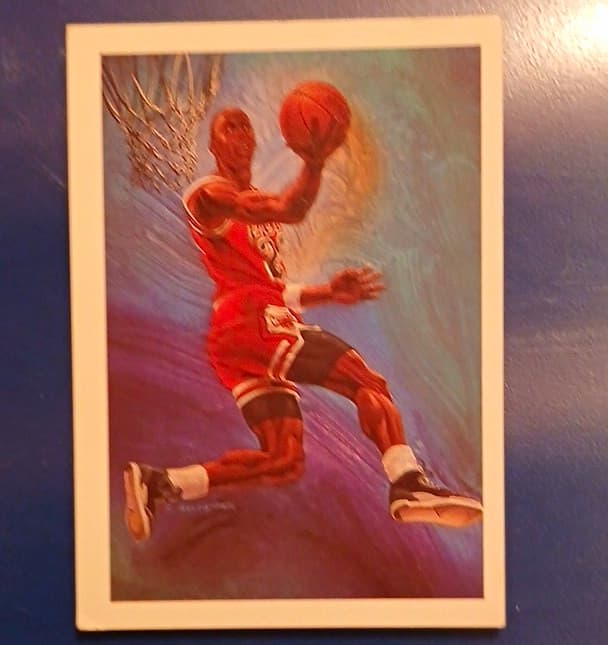 Listing photo for 1990-91 NBA Hoops Michael Jordan Art Card Team Checklist #358 Bulls NBA