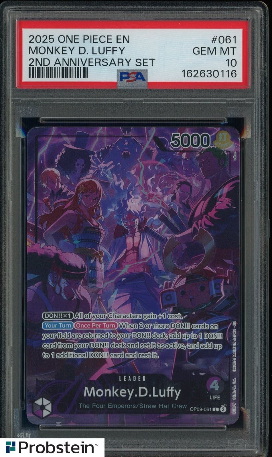 Listing photo for 2025 One Piece EN 2nd Anniversary Set #061 Monkey D. Luffy PSA 10 GEM MINT