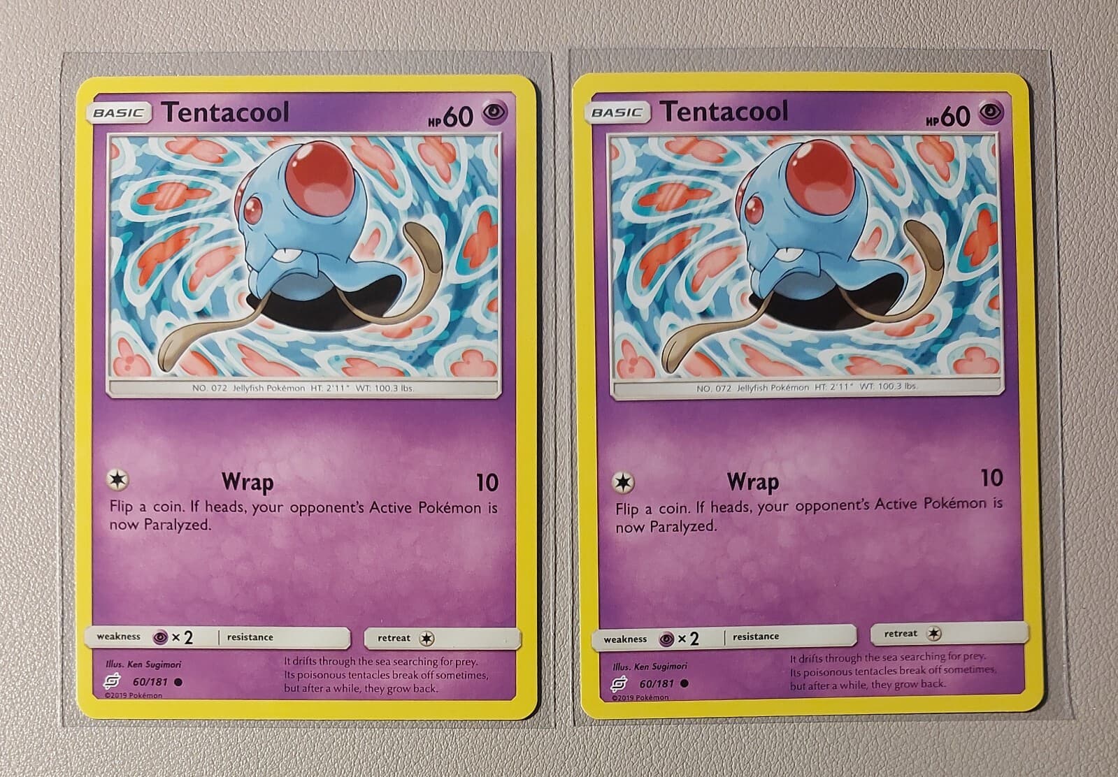 Listing photo for 2x Tentacool 60/181 Pokemon card SM Team Up common NM