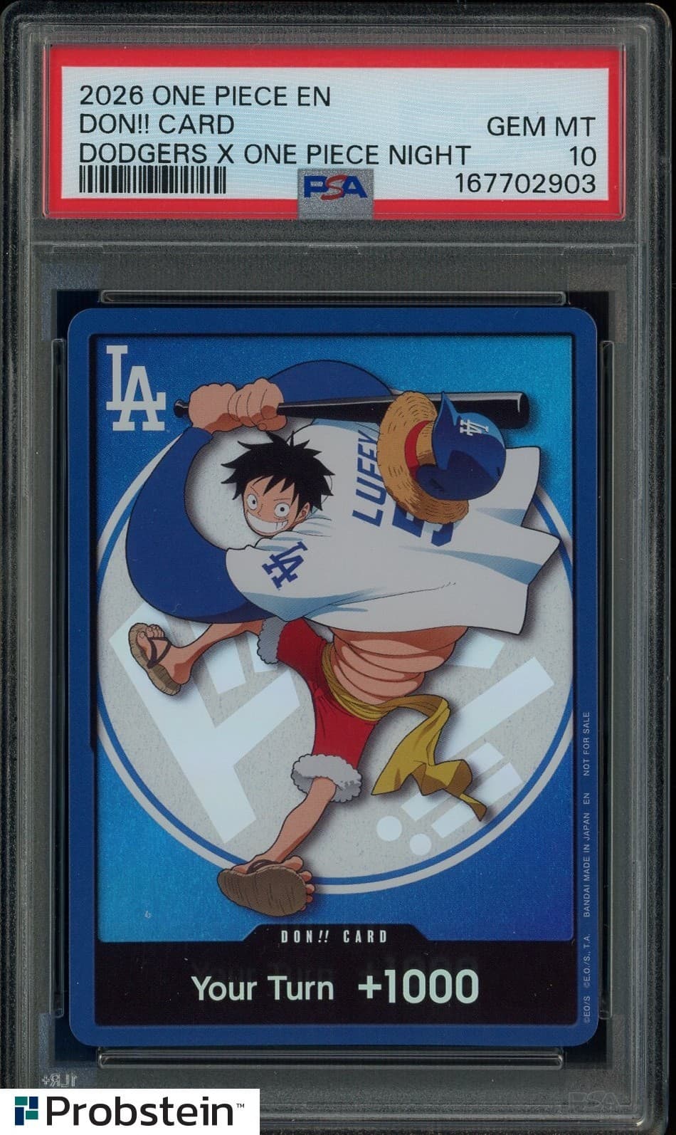 Listing photo for 2026 DODGERS x ONE PIECE NIGHT MONKEY D LUFFY DON!! CARD PROMO PSA 10 GEM MINT