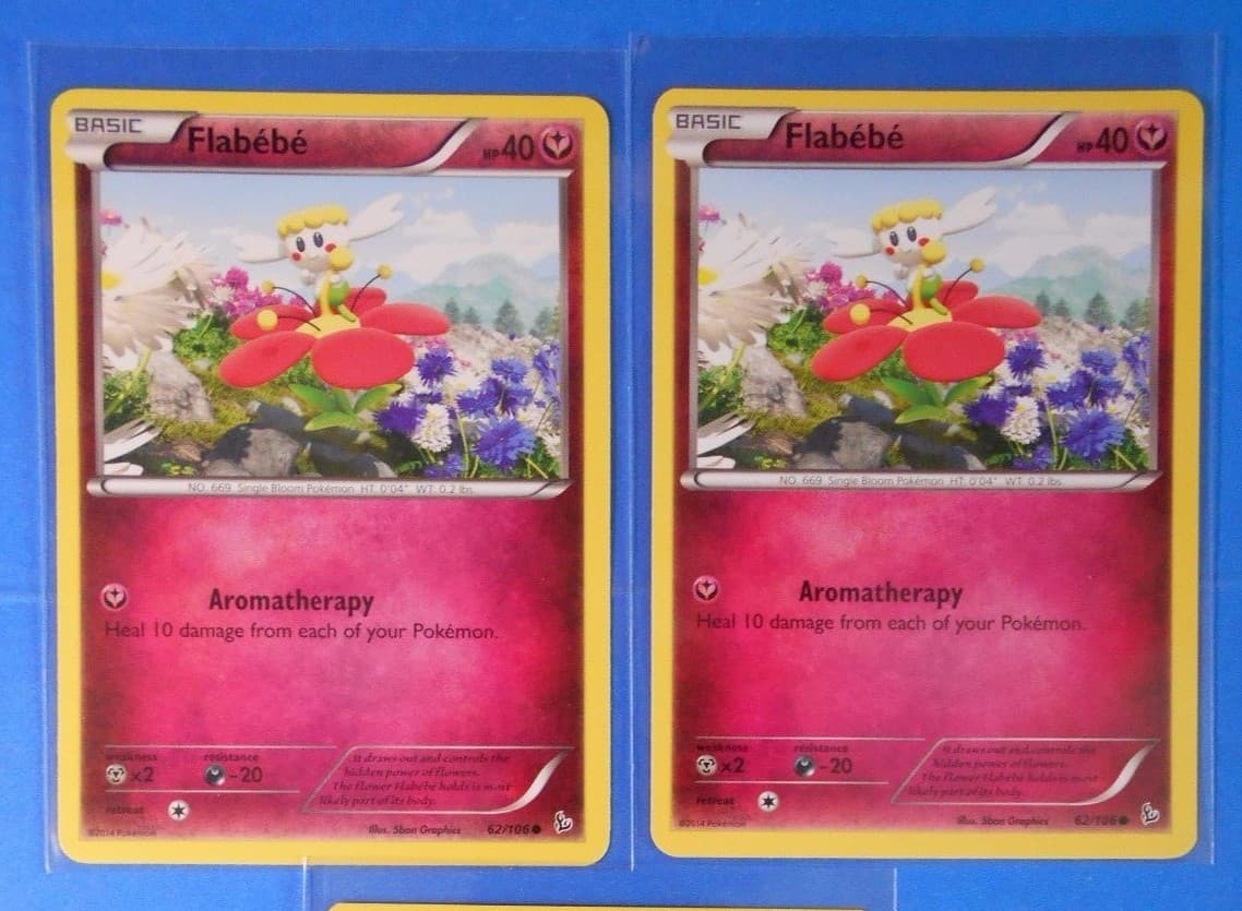 Listing photo for 2x Flabebe 62/106 Pokemon card XY Flashfire common NM