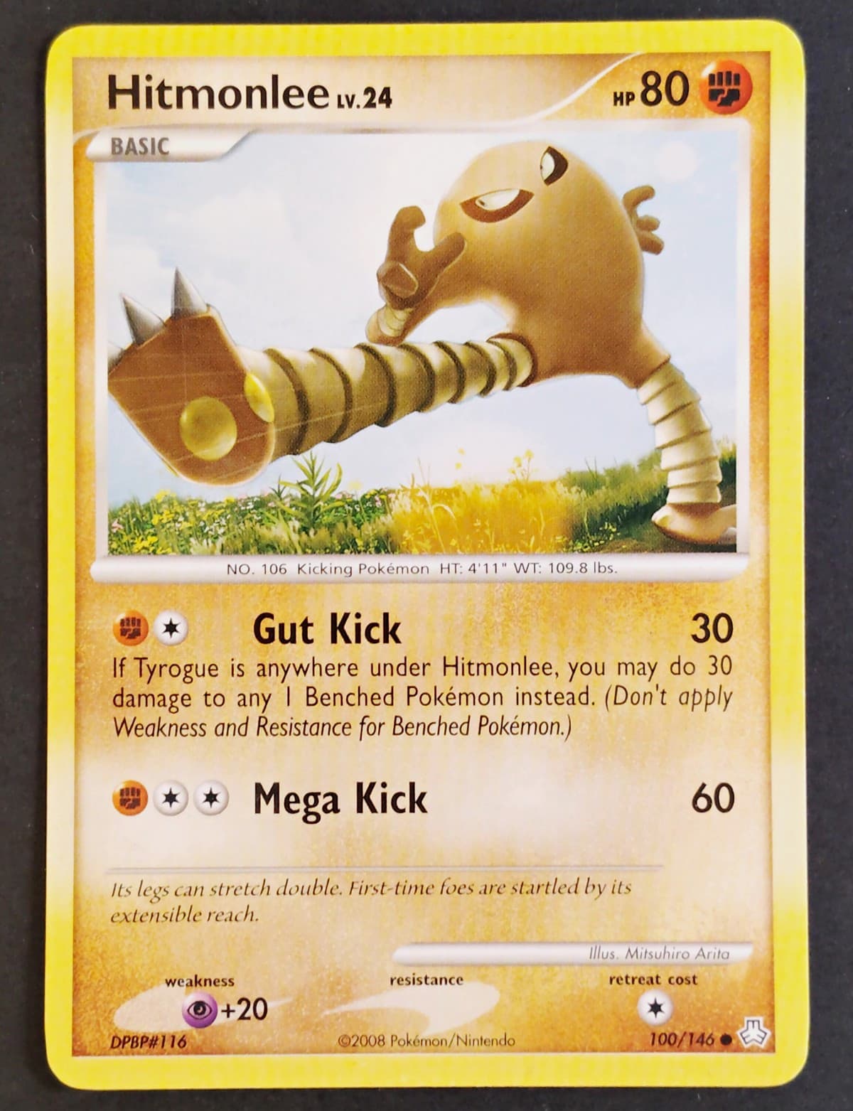 Listing photo for Hitmonlee 100/146 Legends Awakened Regular Common, Vintage ✰ Pokemon 2008 •LP