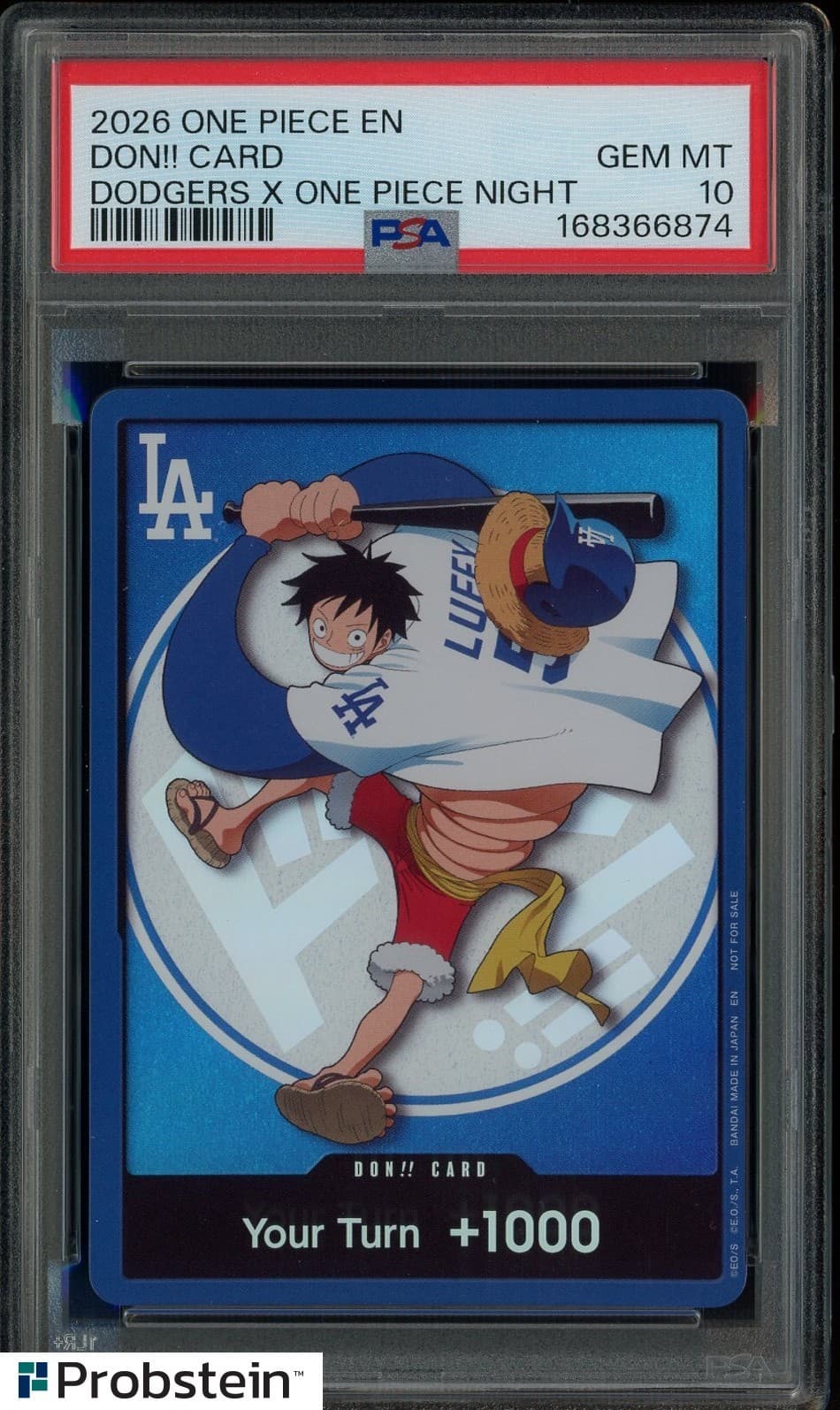 Listing photo for 2026 DODGERS x ONE PIECE NIGHT MONKEY D LUFFY DON!! CARD PROMO PSA 10 GEM MINT