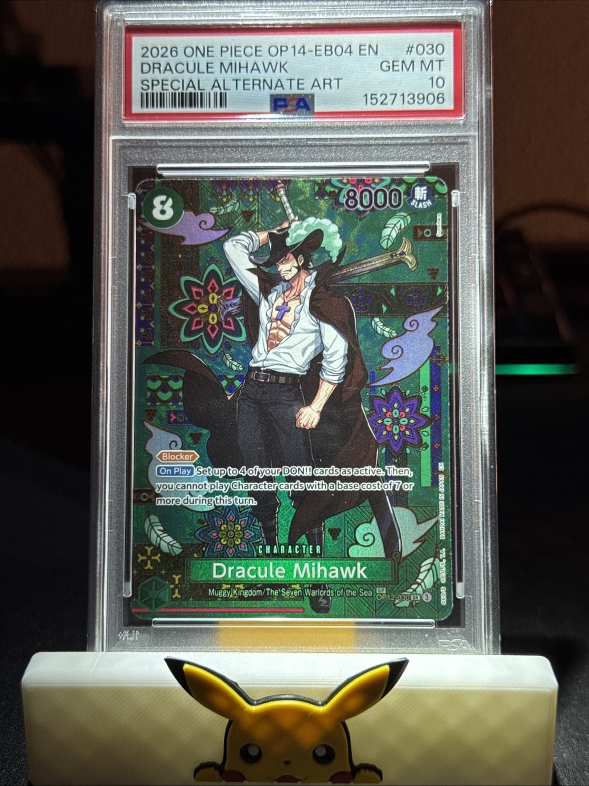 Listing photo for 2026 One Piece OP14-EB04 The Azure Sea's Seven Dracule Mihawk 030 - PSA 10