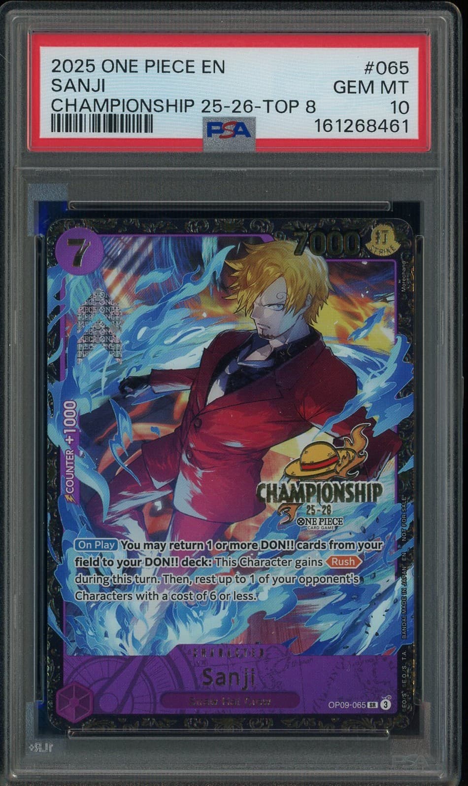 Listing photo for 2025 One Piece EN Championship 25-26 #065 Sanji Top 8 PSA 10 GEM MINT