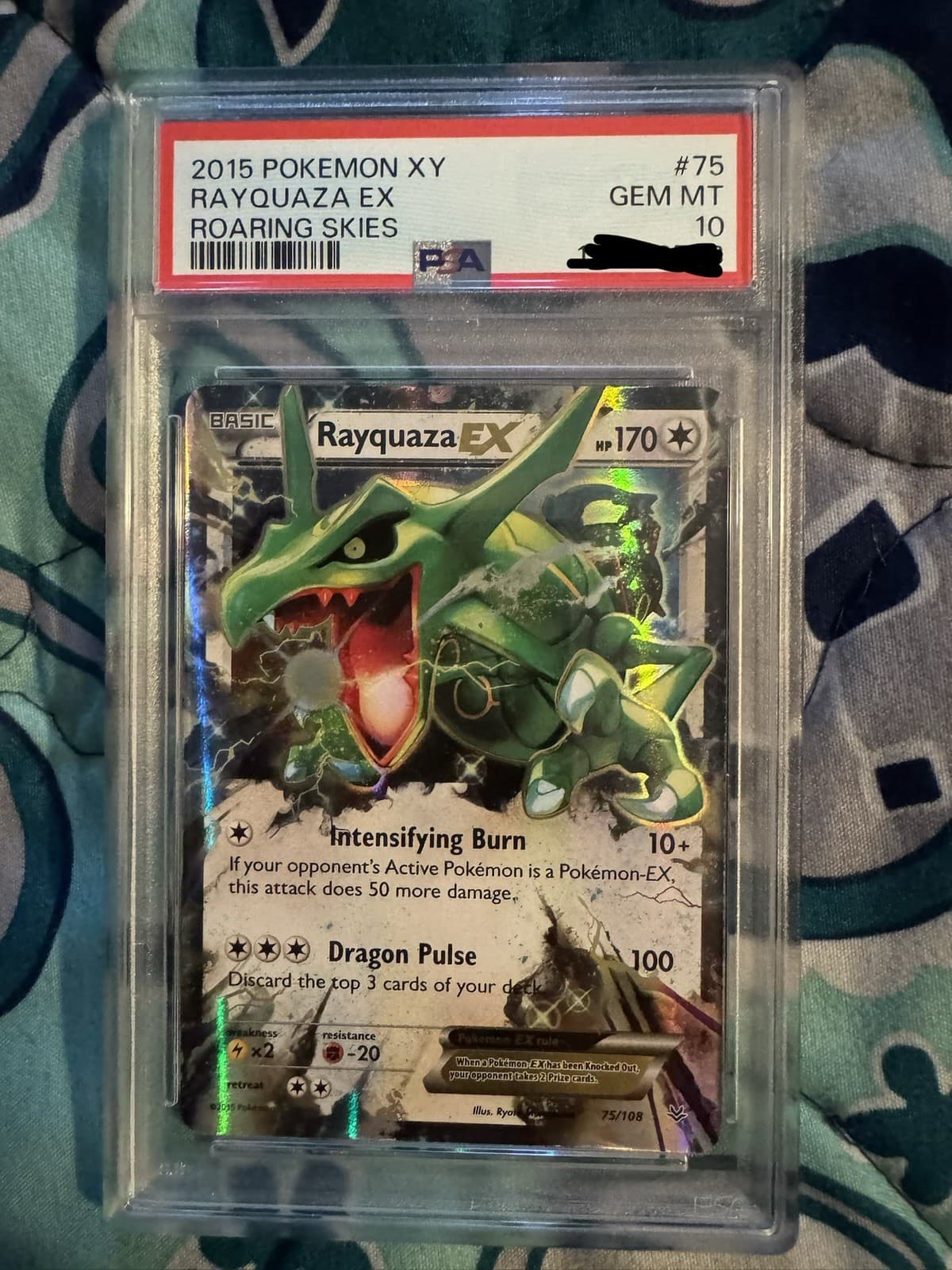 Listing photo for Pokemon 2015 Rayquaza EX 75/108 Roaring Skies Full Art Holo Ultra Rare PSA 10