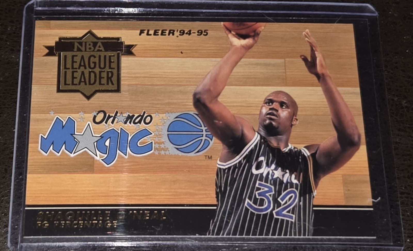 Listing photo for 1994-95 FLEER NBA LEAGUE LEADER SHAQUILLE O'NEAL INSERT CARD #5 MAGIC HOF $$$ π