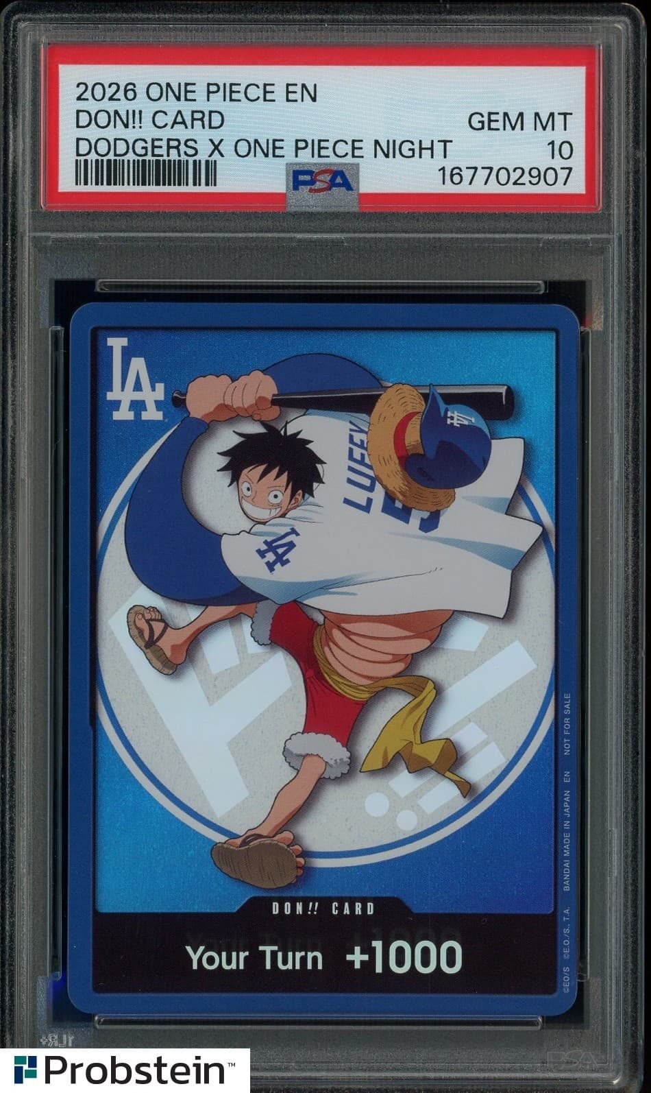 Listing photo for 2026 DODGERS x ONE PIECE NIGHT MONKEY D LUFFY DON!! CARD PROMO PSA 10 GEM MINT