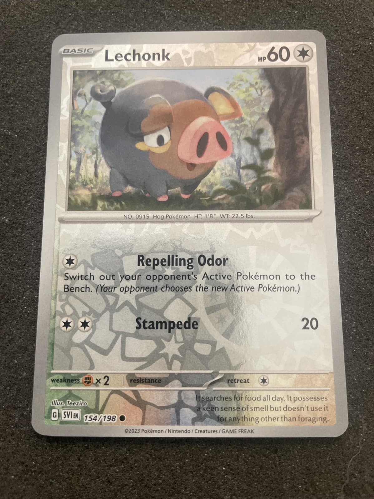 Listing photo for Lechonk 154/198 NM Pokemon Card Scarlet & Violet SVI EN Colorless Reverse Holo